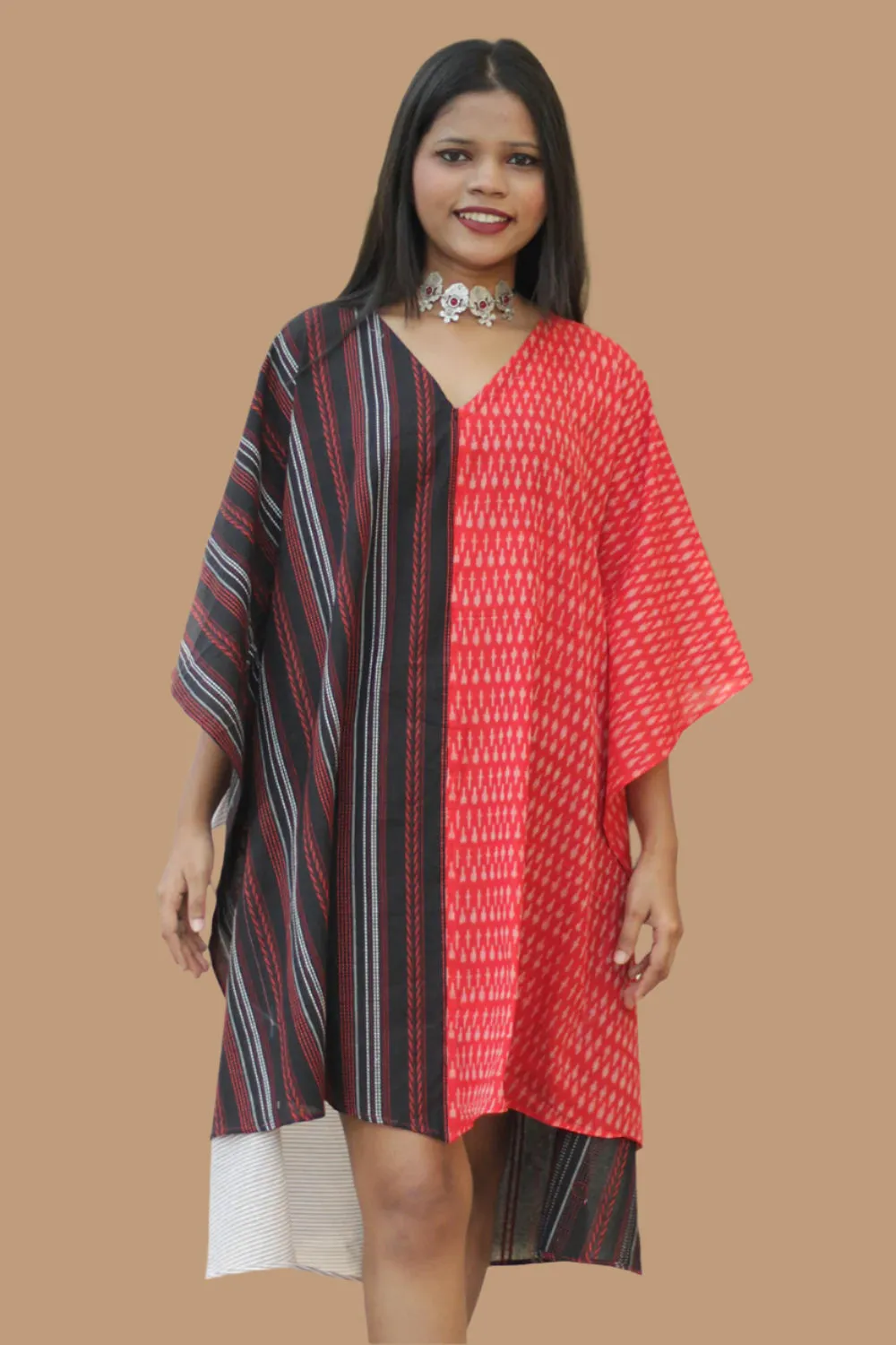 Aasmi | Hi-Lo Kaftan Dress  | Black & Red
