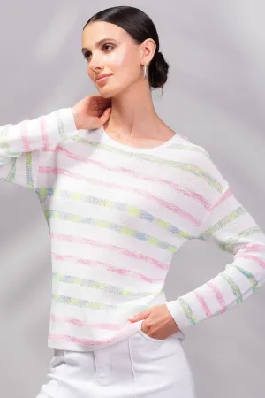 Alison Sheri A45132 White Multicolour Stripe Jumper