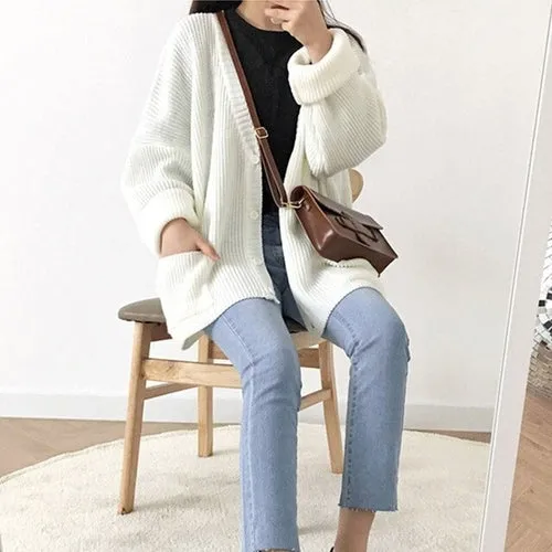 Autumn Winter Warm Women Oversized Knitting Cardigan