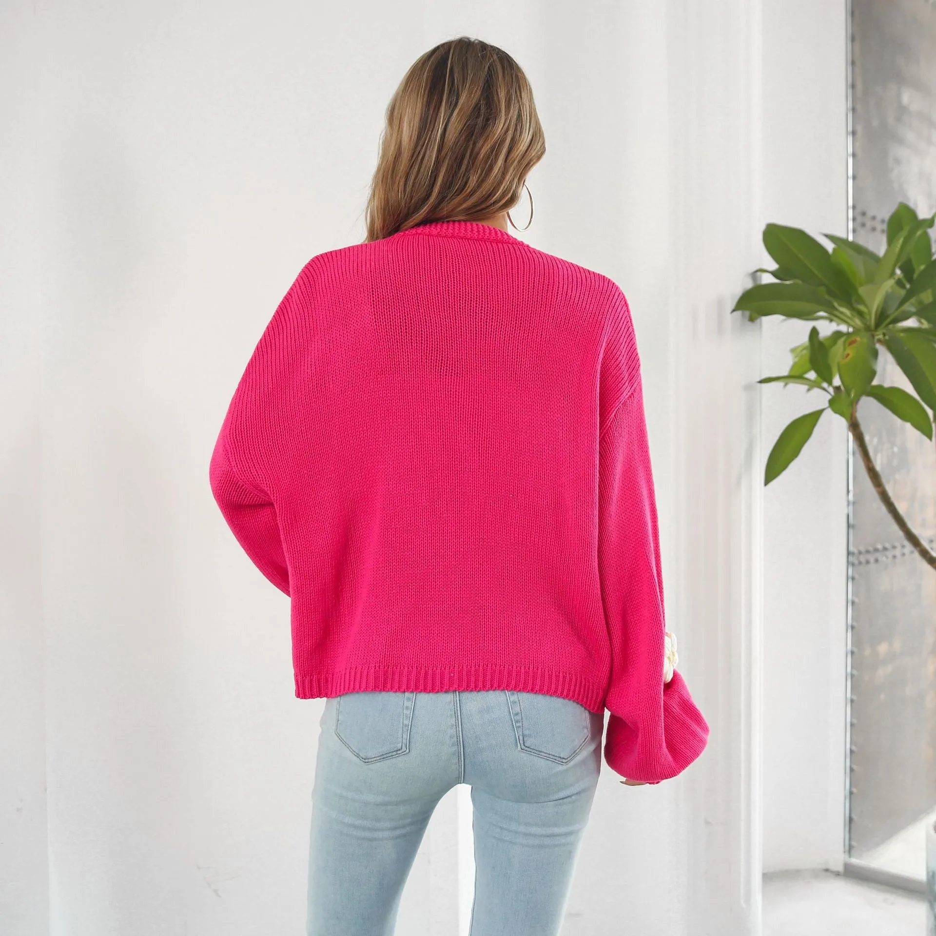 Balloon Sleeve 3D Floral Cardigan