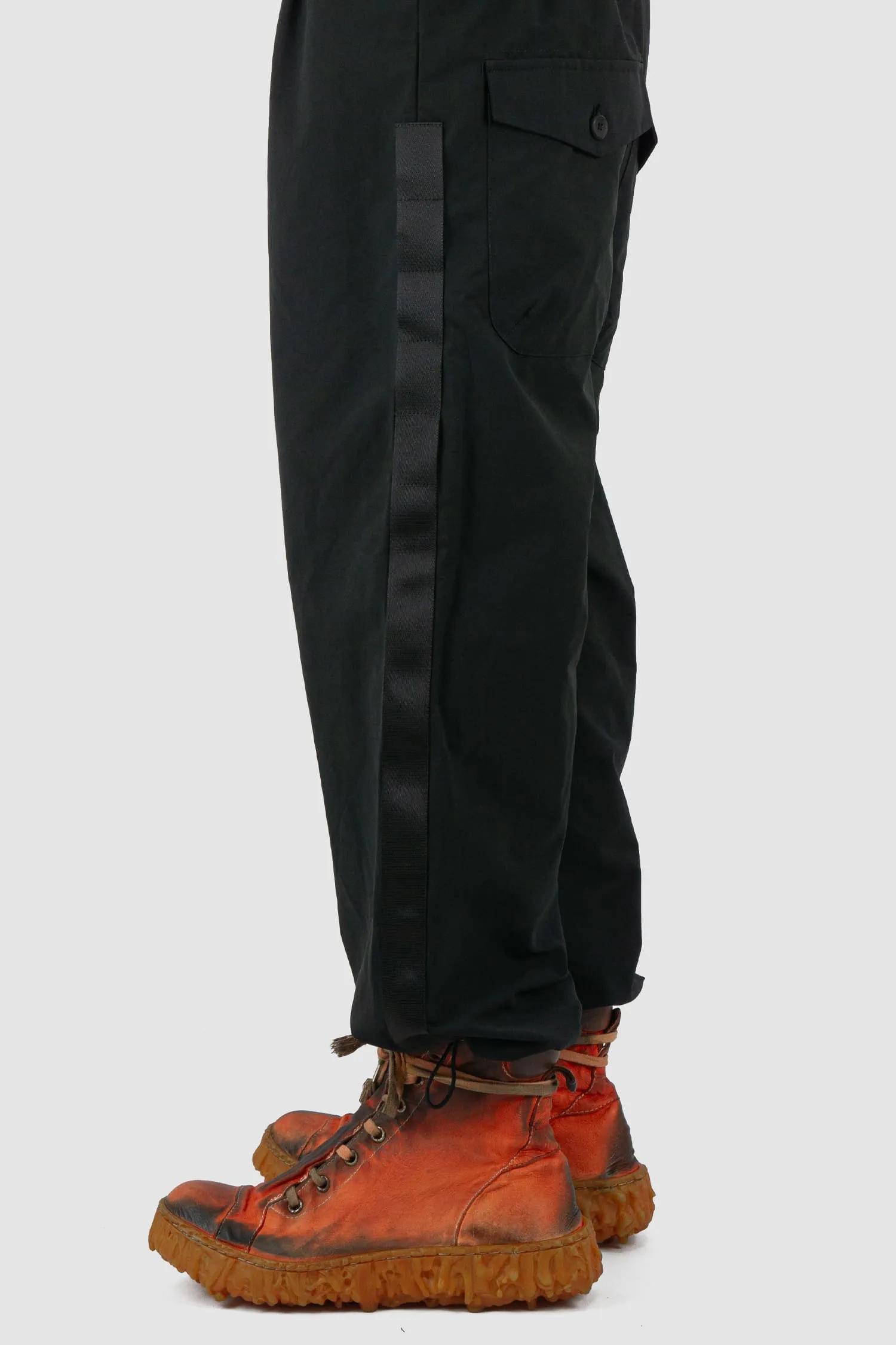 Belted Utility Pants With Side Straps