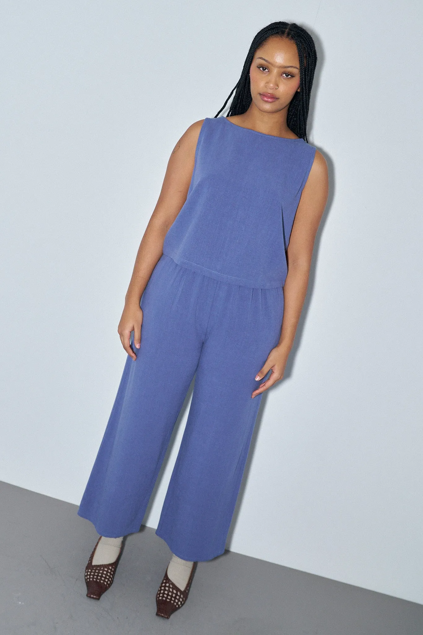Blue Soft Linen Pants