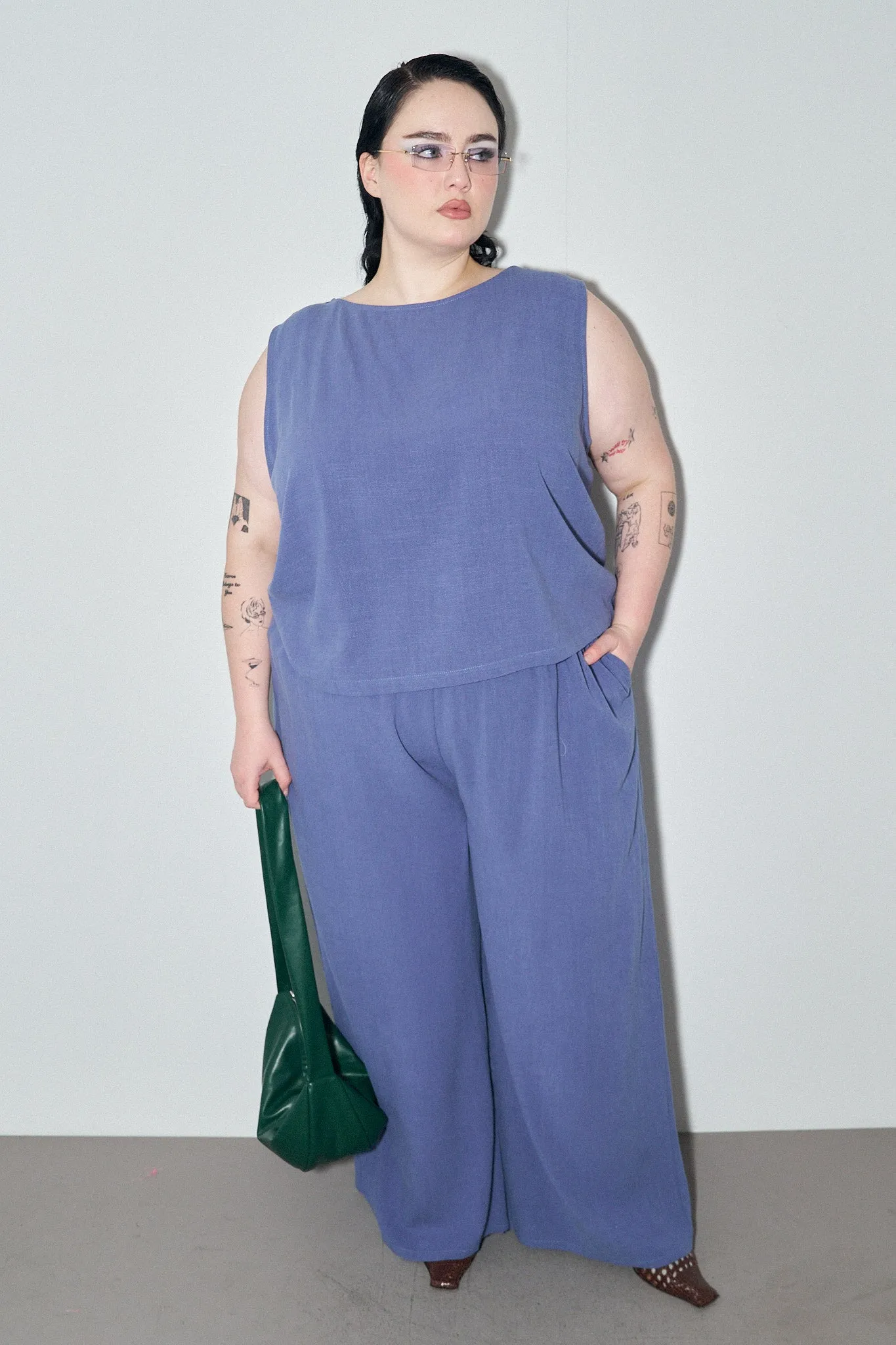 Blue Soft Linen Pants