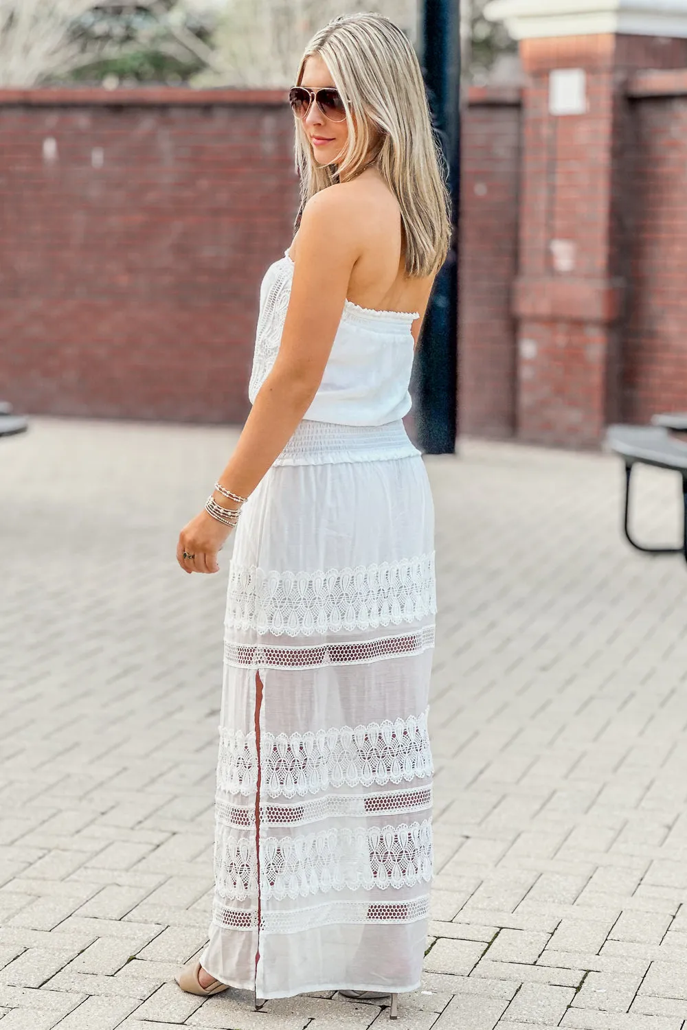 Breezy Beaches Strapless Maxi Dress - White