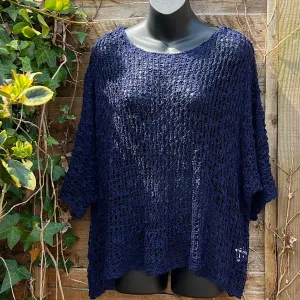 Breezy Navy Bohemian Popcorn Cover Up