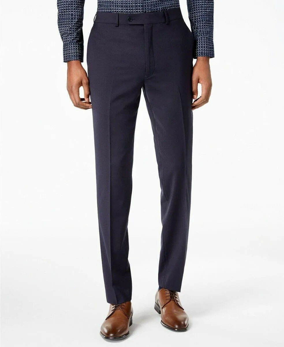 Calvin Klein Mens Skinny fit Dress Pants 32 / 32 Blue Solid Stretch