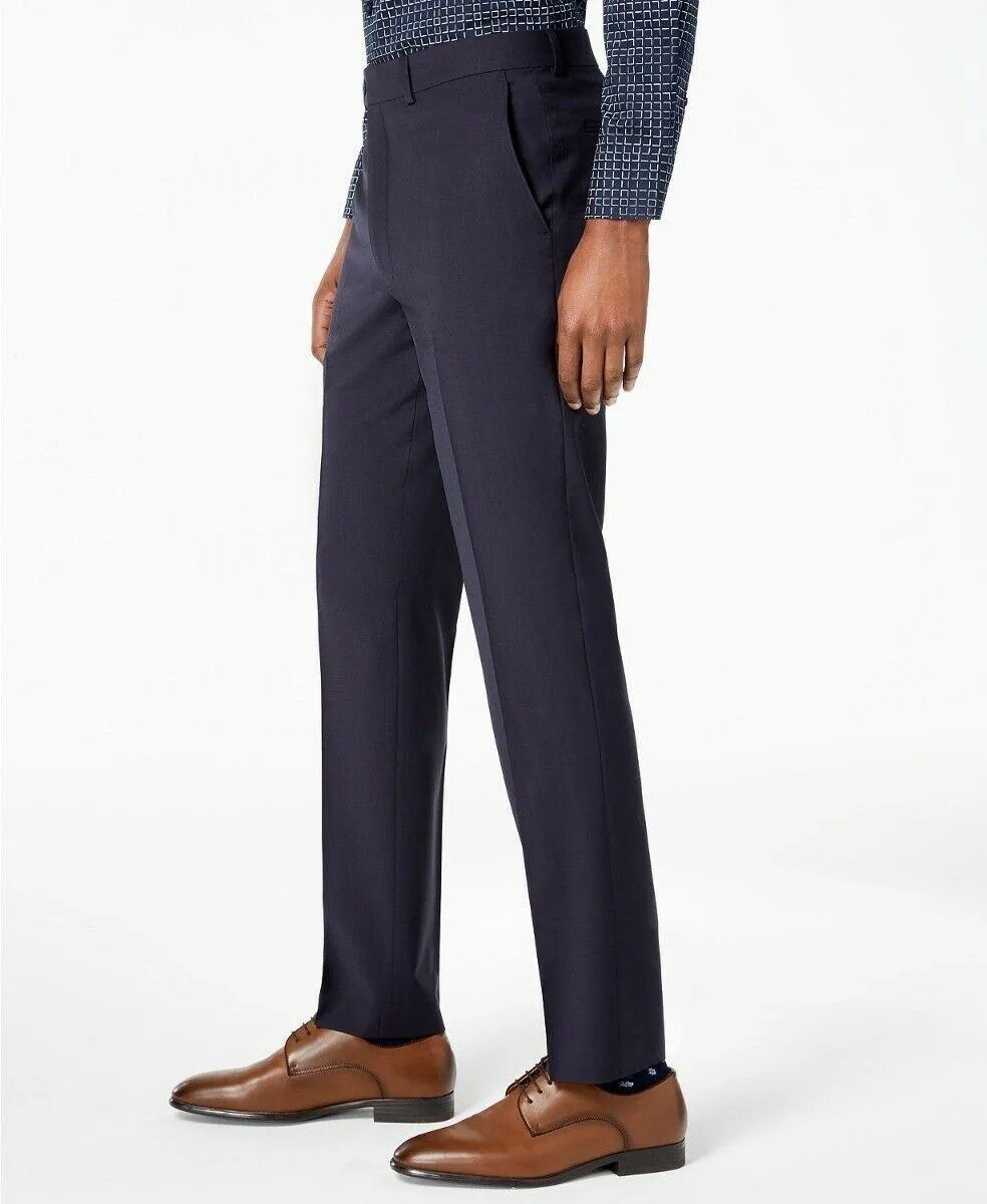Calvin Klein Mens Skinny fit Dress Pants 32 / 32 Blue Solid Stretch