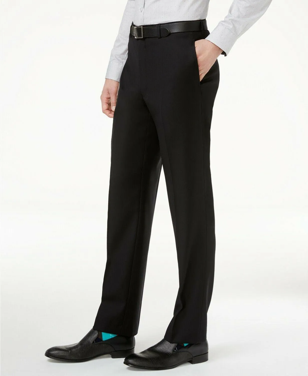 Calvin Klein Mens Skinny fit Dress Pants Pants 30 / 32 Black Solid Stretch