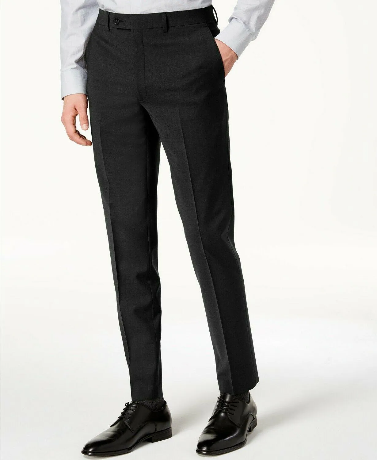 Calvin Klein Mens Skinny fit Dress Pants Pants 38 / 32 Black Solid Stretch