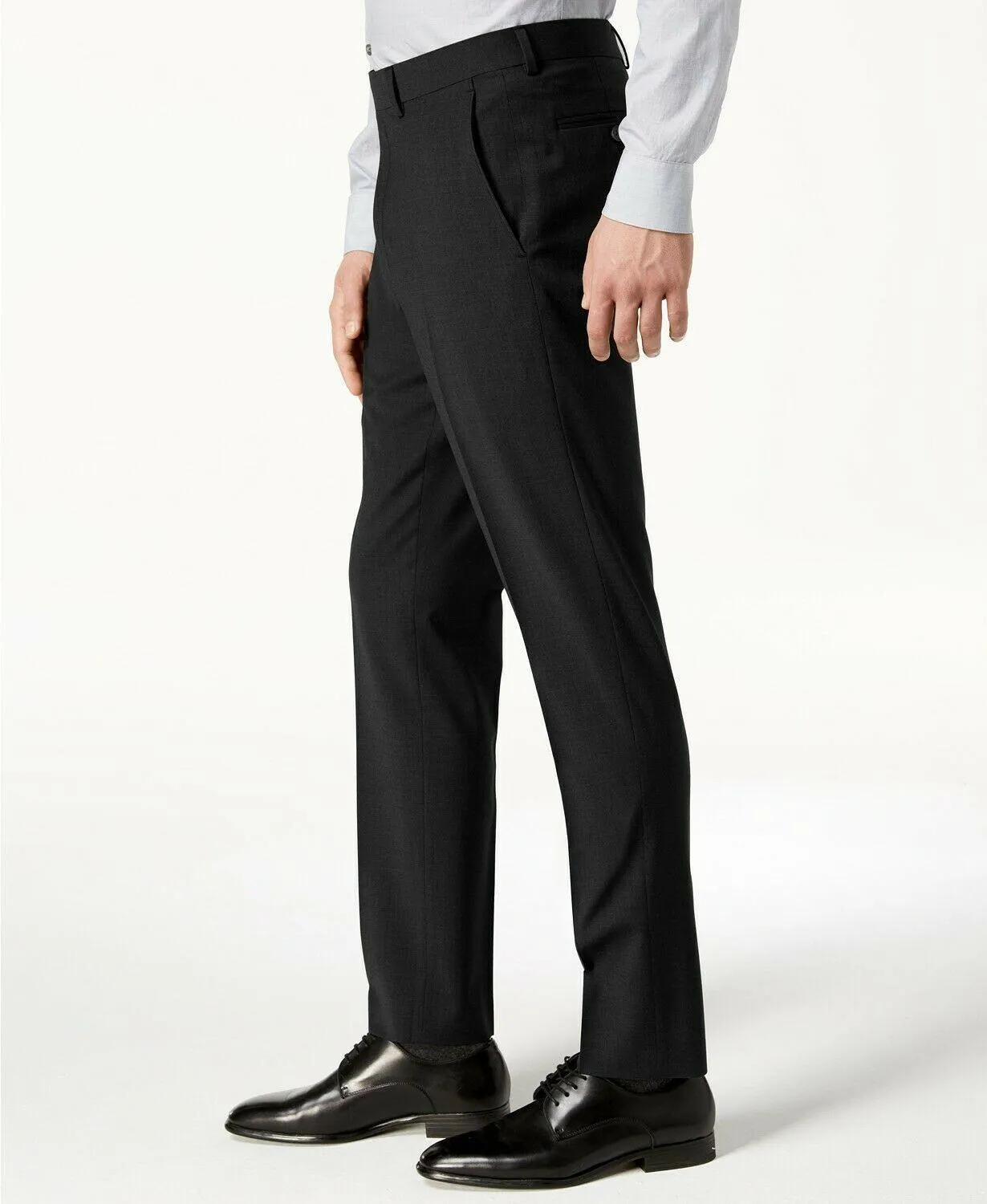 Calvin Klein Mens Skinny fit Dress Pants Pants 38 / 32 Black Solid Stretch