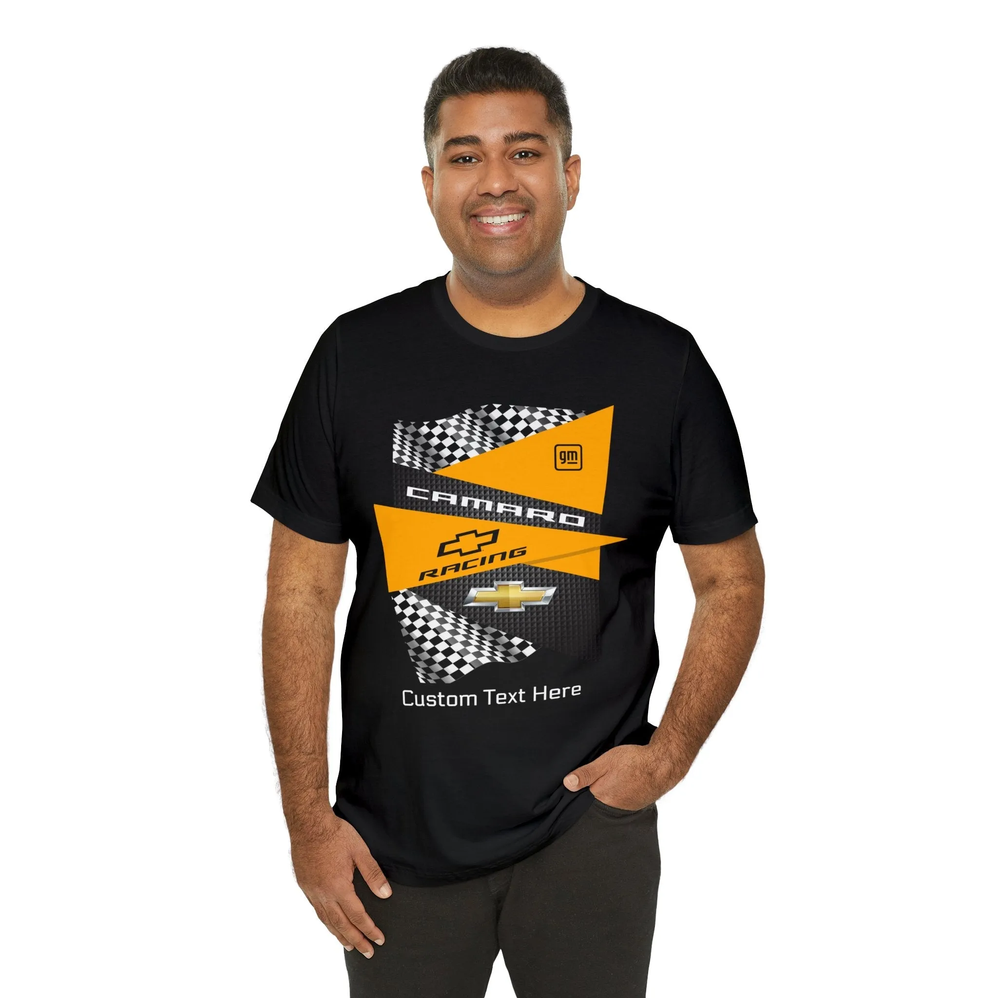 Camaro Yellow Checkered Personalized Jersey Short Sleeve Tee