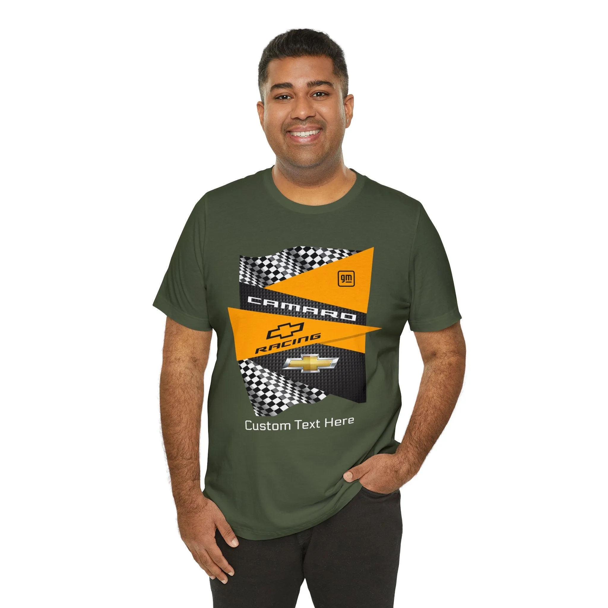 Camaro Yellow Checkered Personalized Jersey Short Sleeve Tee