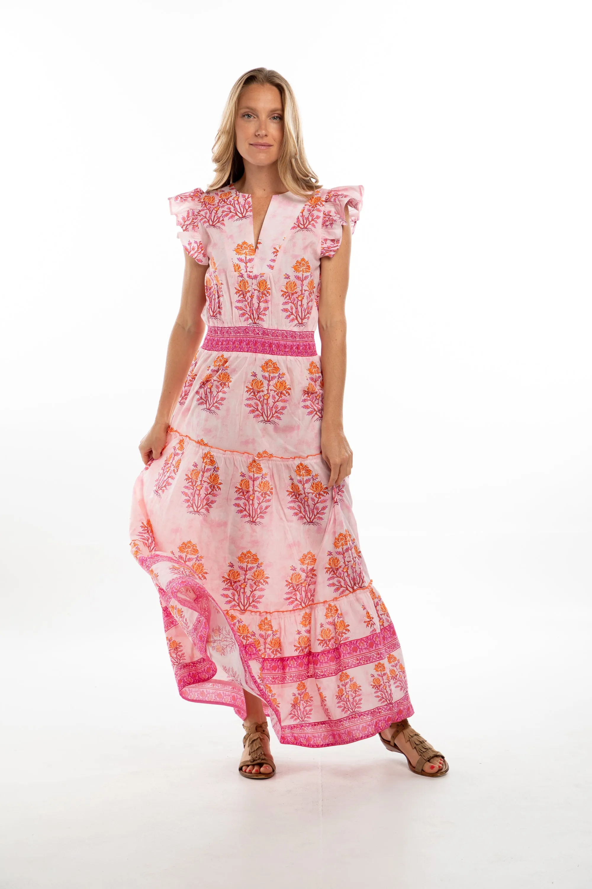 Caro Dress. Pink / Orange