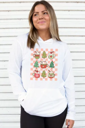 Checkered Christmas Coffee Adult Soft-Tek Blend Long Sleeve Hoodie