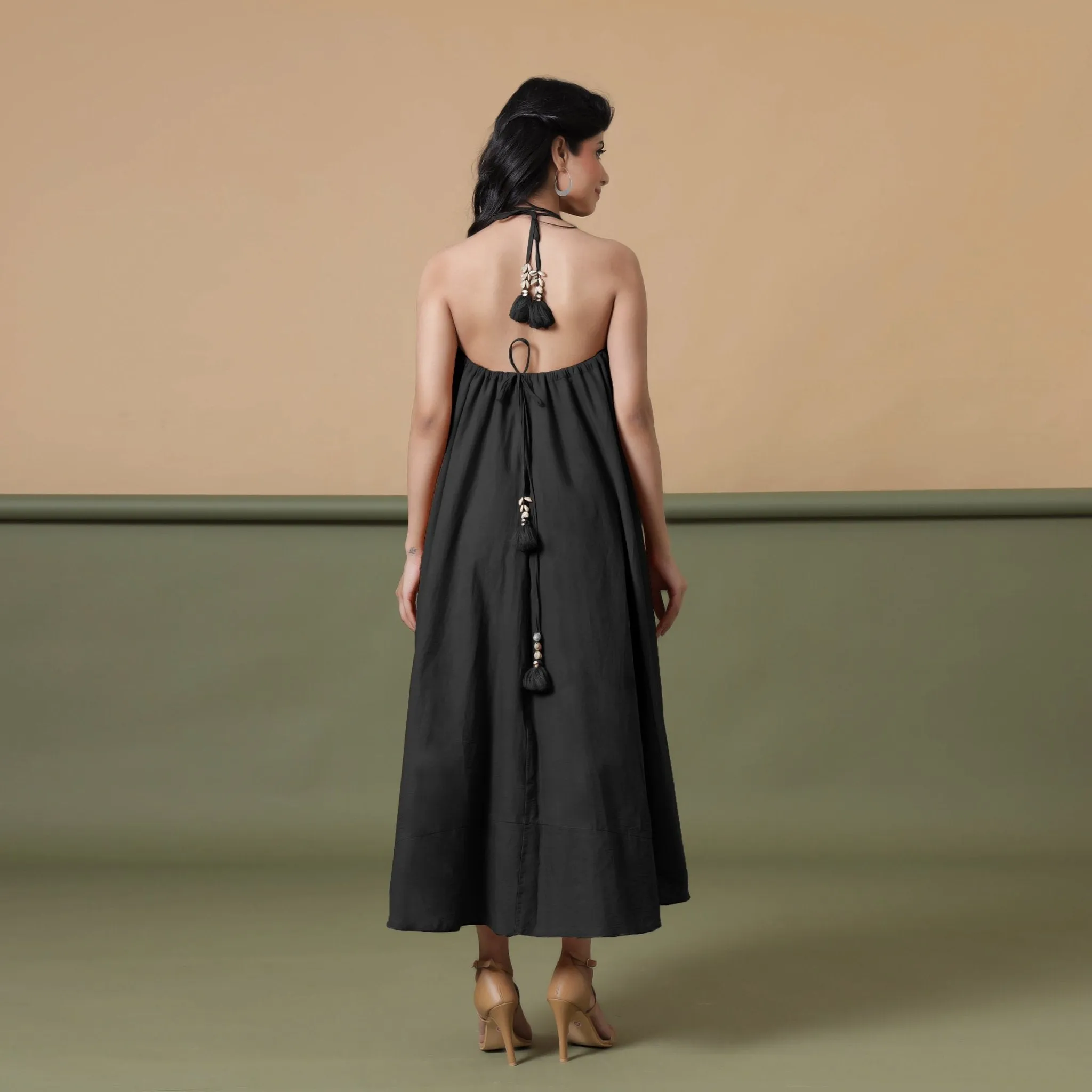 Convertible 3-Way Black Cotton Skirt Dress