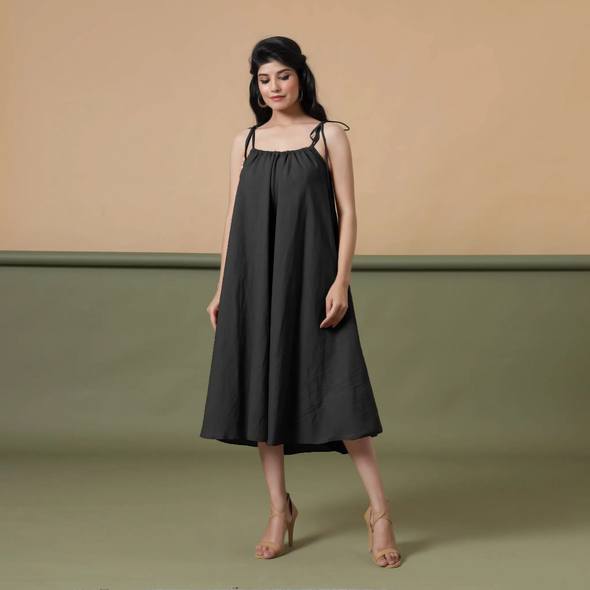 Convertible 3-Way Black Cotton Skirt Dress