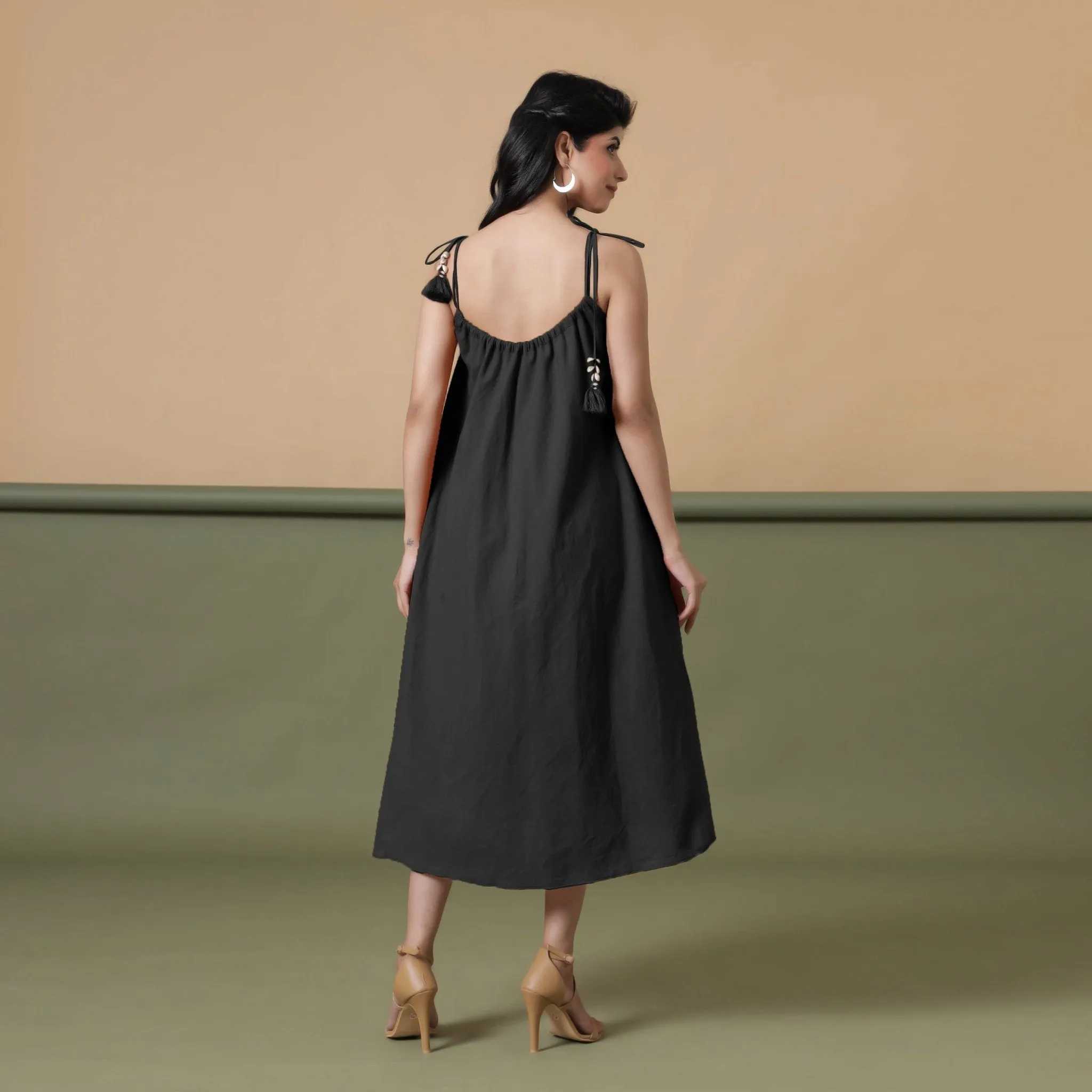 Convertible 3-Way Black Cotton Skirt Dress