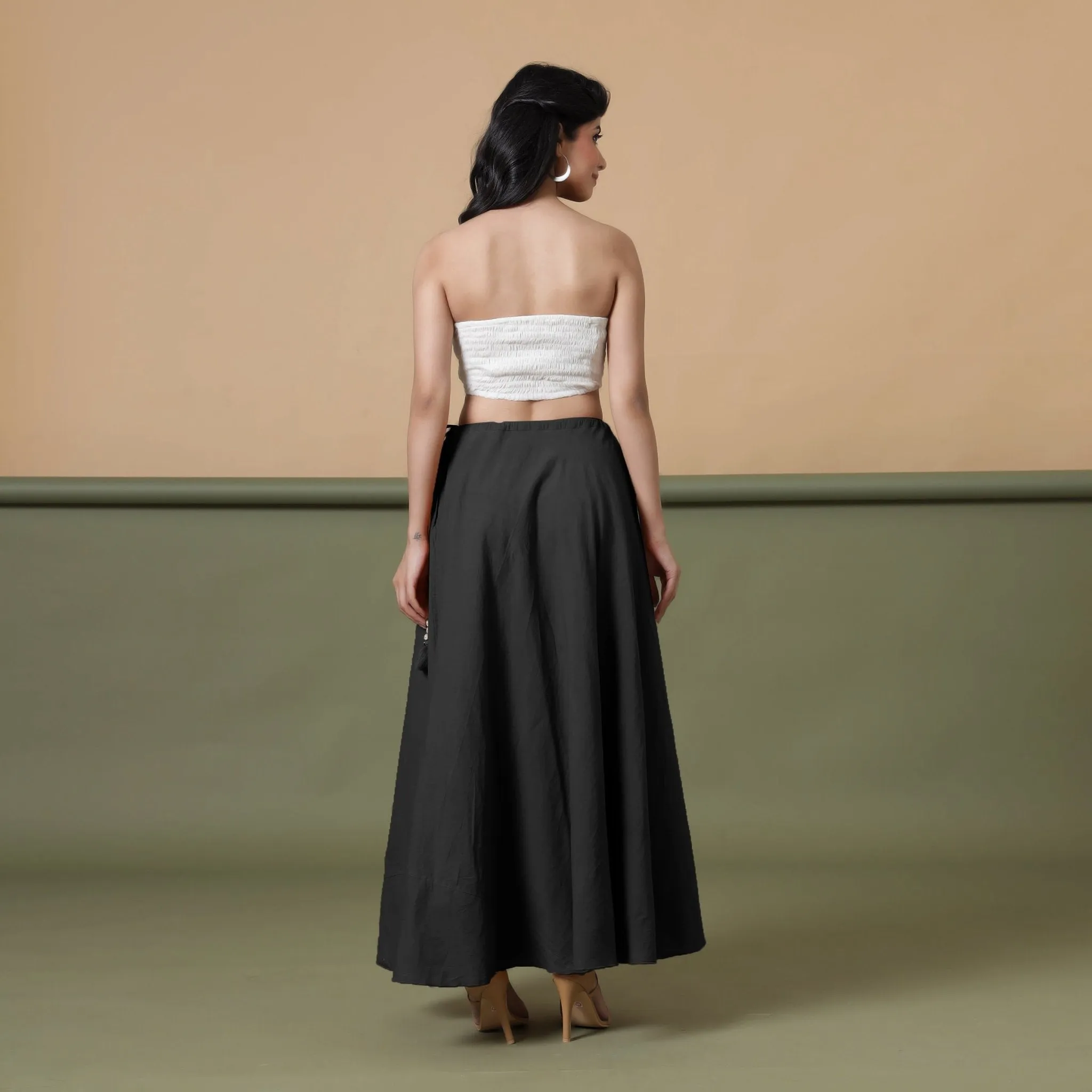 Convertible 3-Way Black Cotton Skirt Dress
