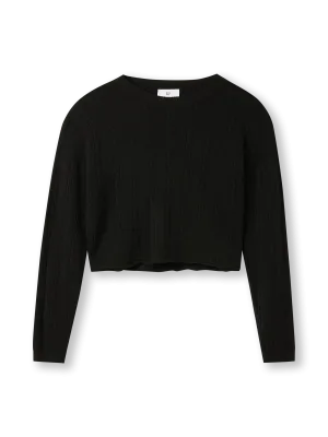 Cropped Cable Sweater | black