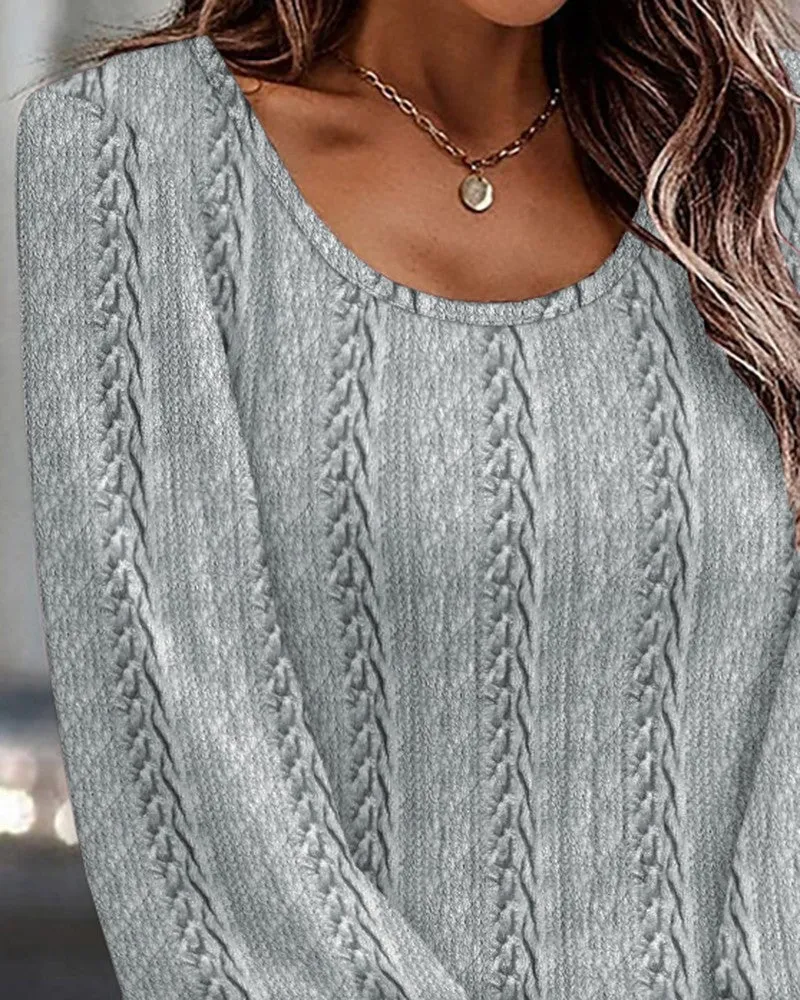 Elegant Round Neck Button Blouse