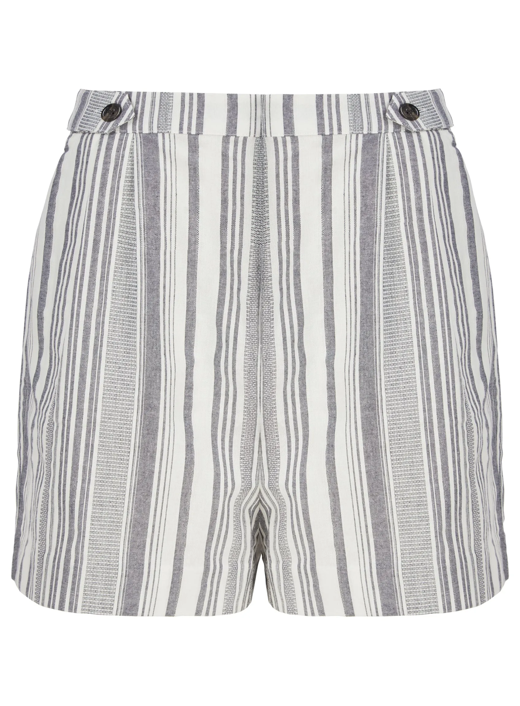 Ex Oasis Grey Stripe Smart Summer Shorts Tab Button Waist