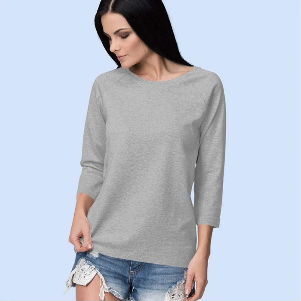 Grey Melange 3/4th Sleeves Top