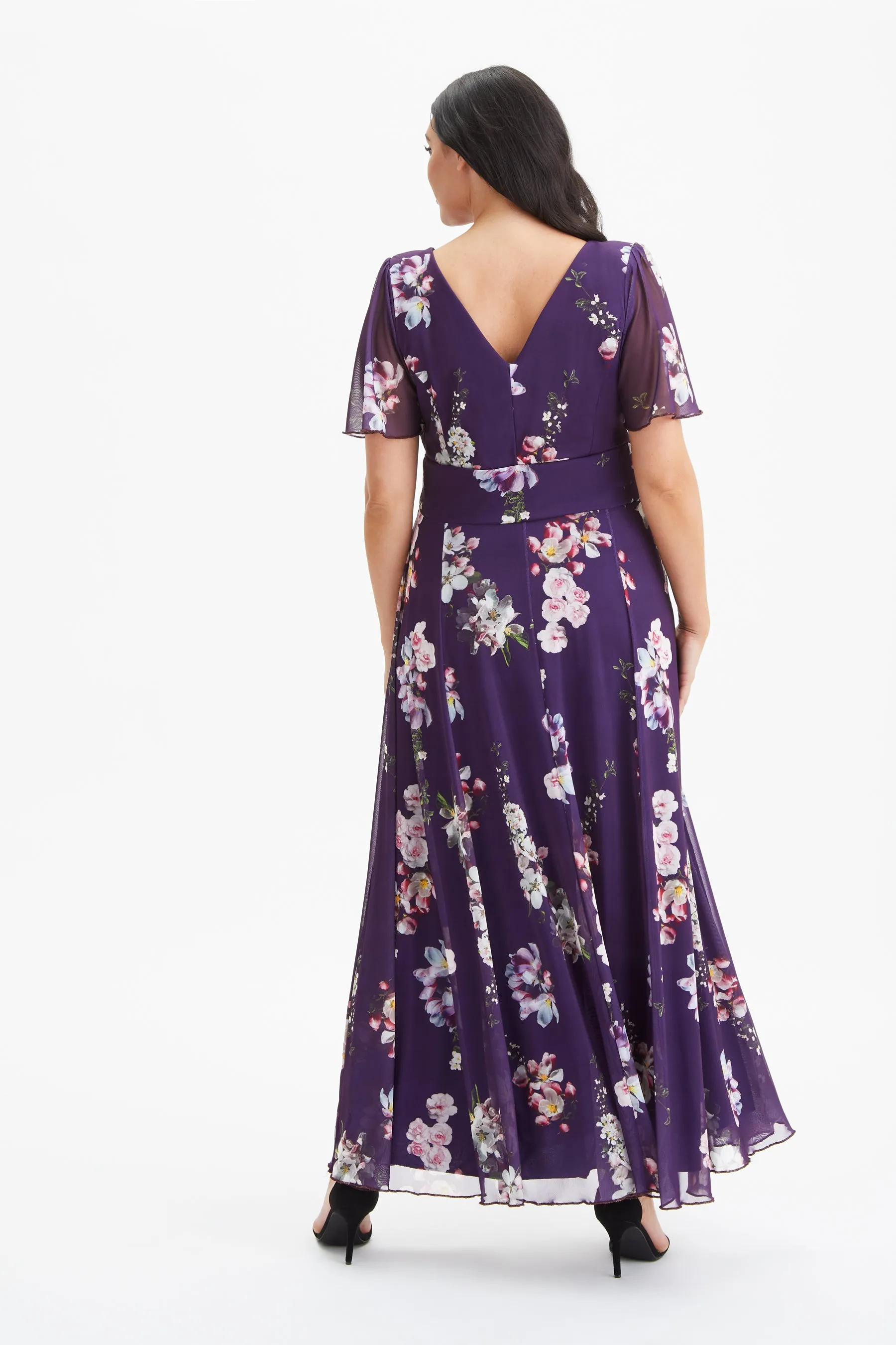 Isabelle Purple Pink Float Sleeve Maxi Dress