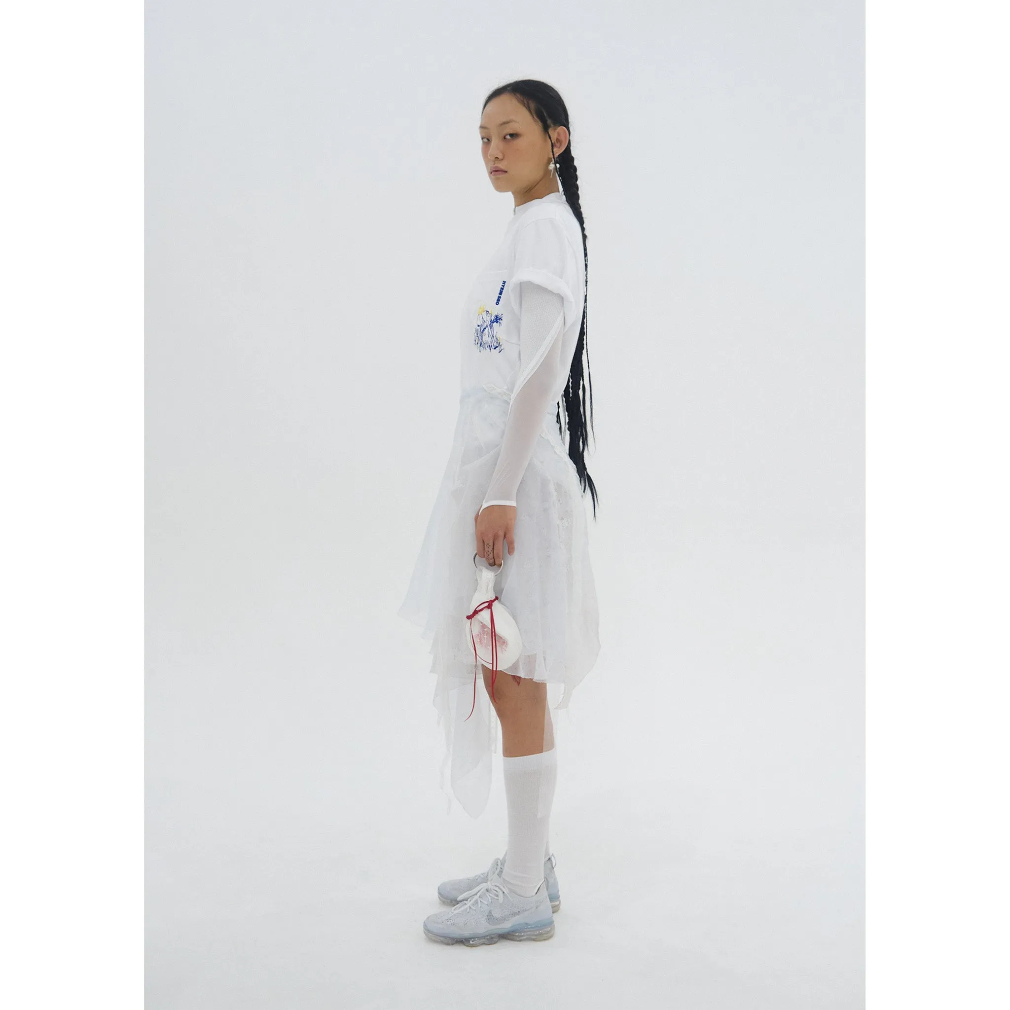 LAYERED WRAP SKIRT / WHITE