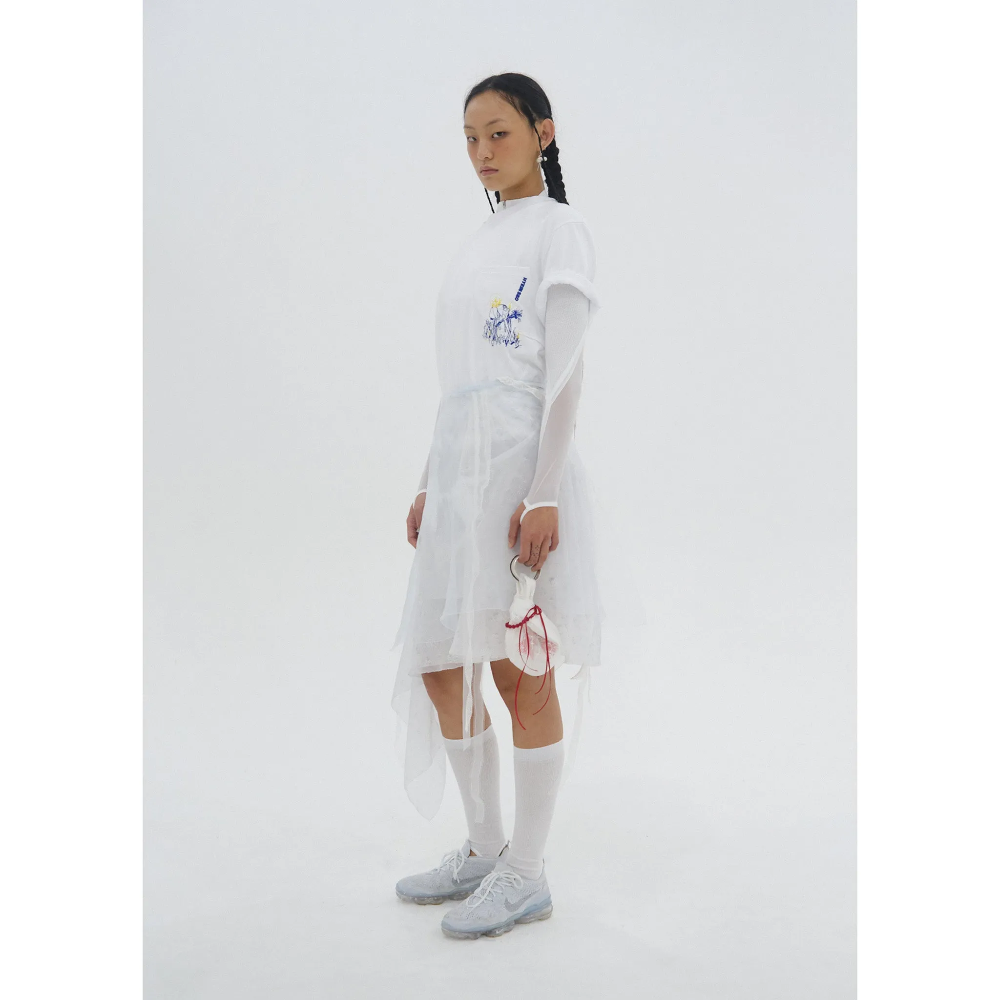LAYERED WRAP SKIRT / WHITE