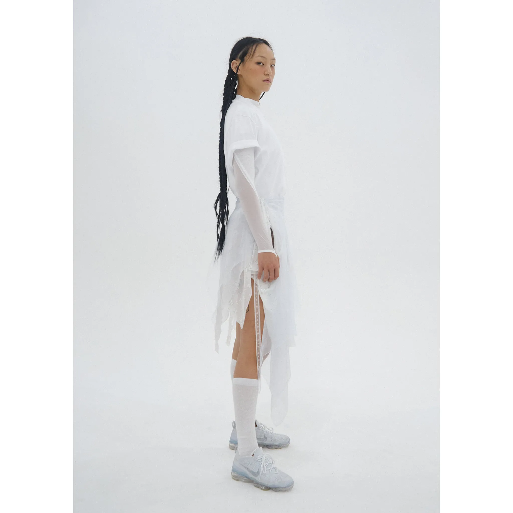 LAYERED WRAP SKIRT / WHITE
