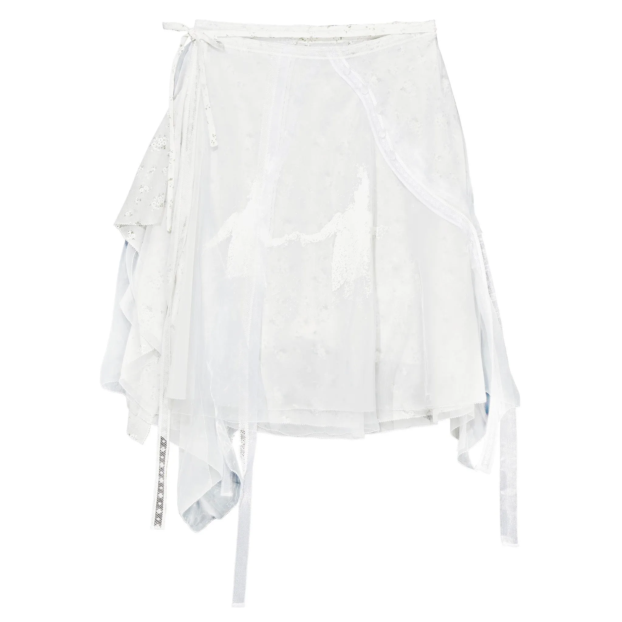LAYERED WRAP SKIRT / WHITE
