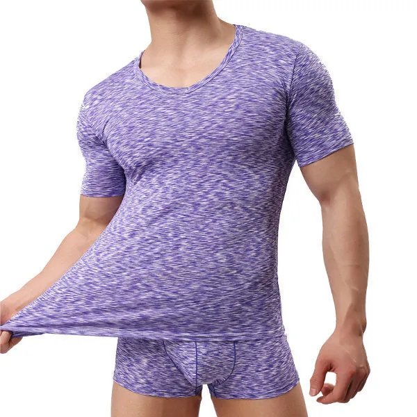 Mens Summer Modal Breathable Perspiration O-neck Short Sleeve Casual Home T-shirt