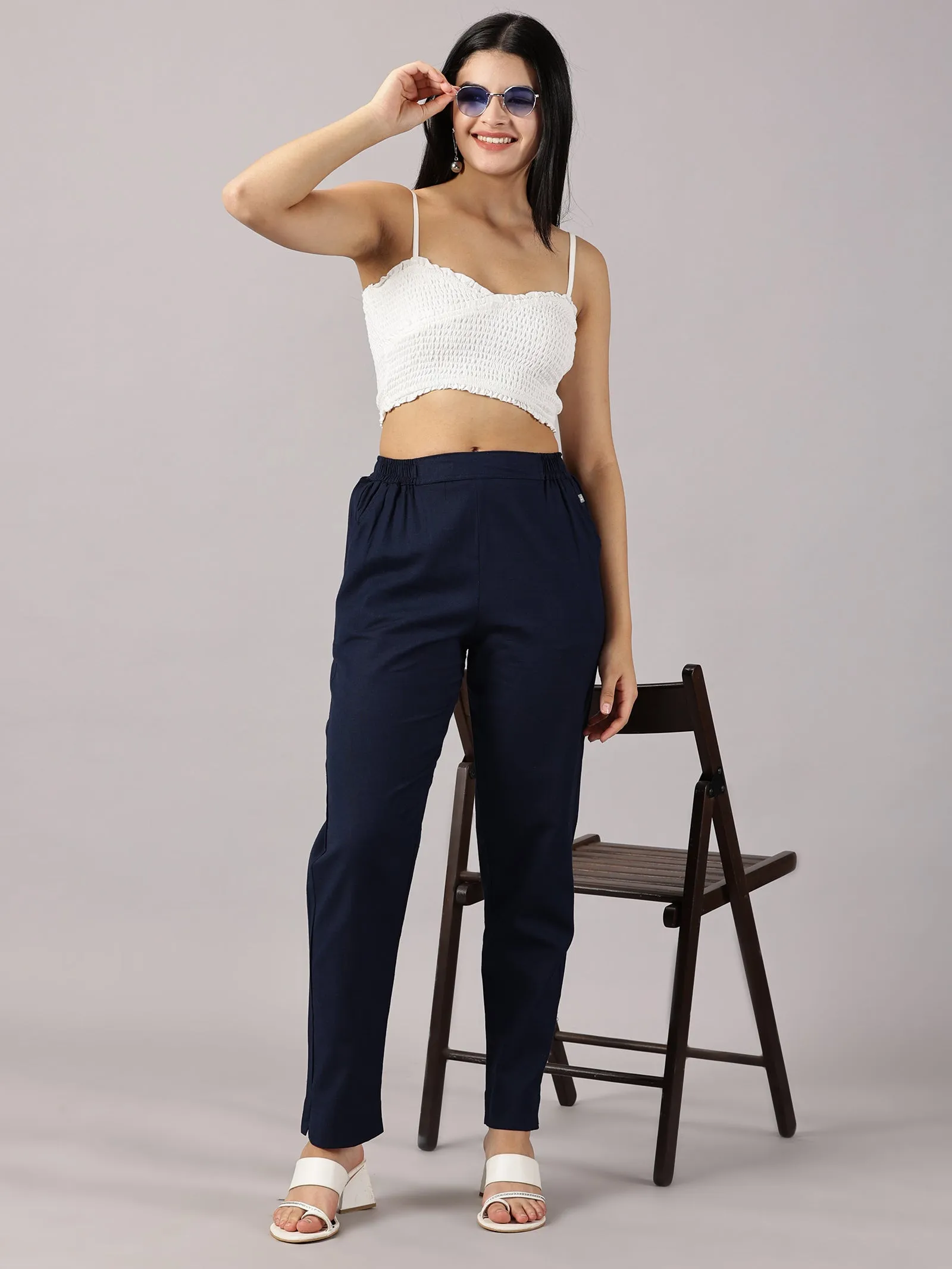 Navy Comfy Cotton Pants