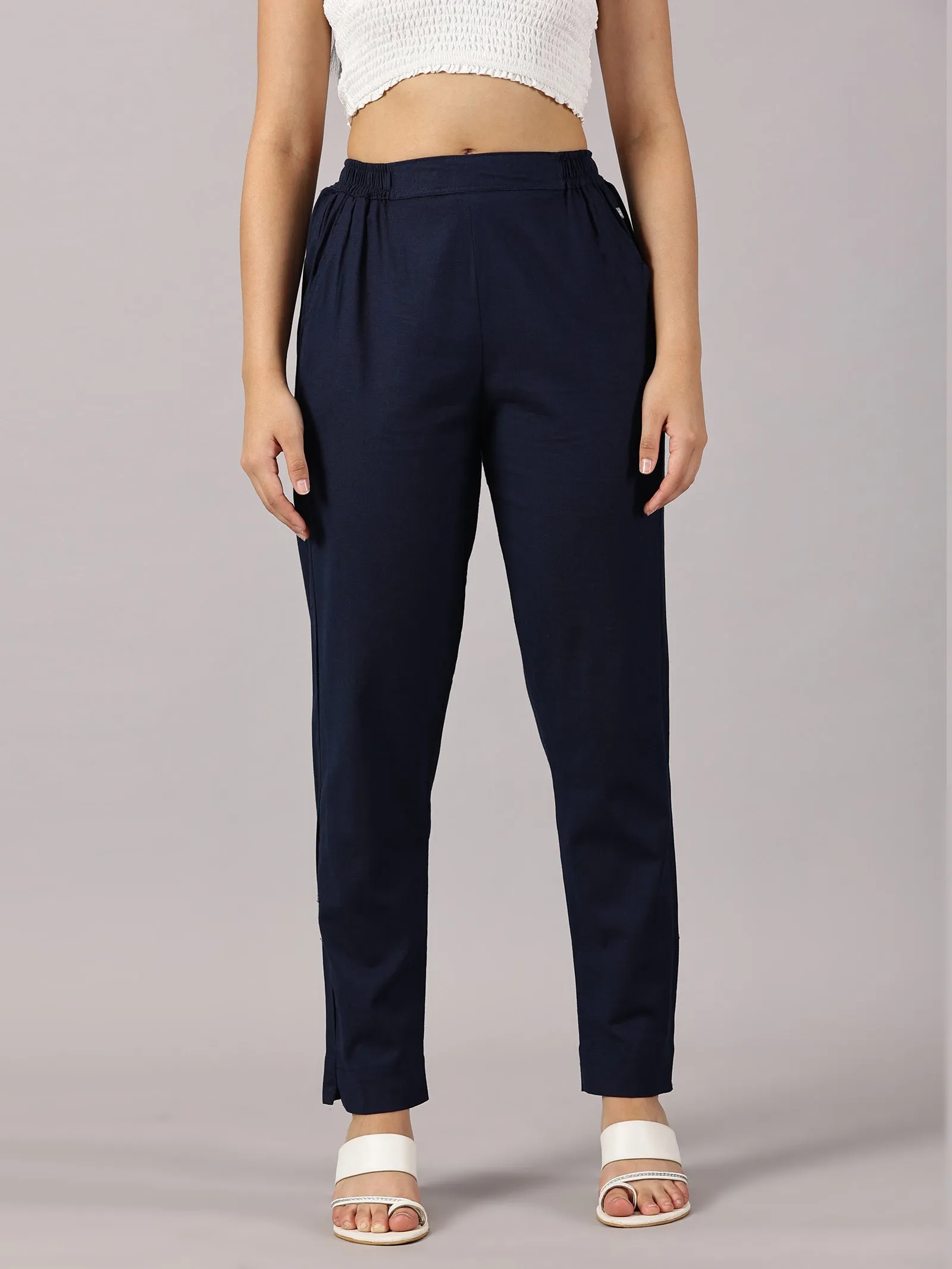 Navy Comfy Cotton Pants