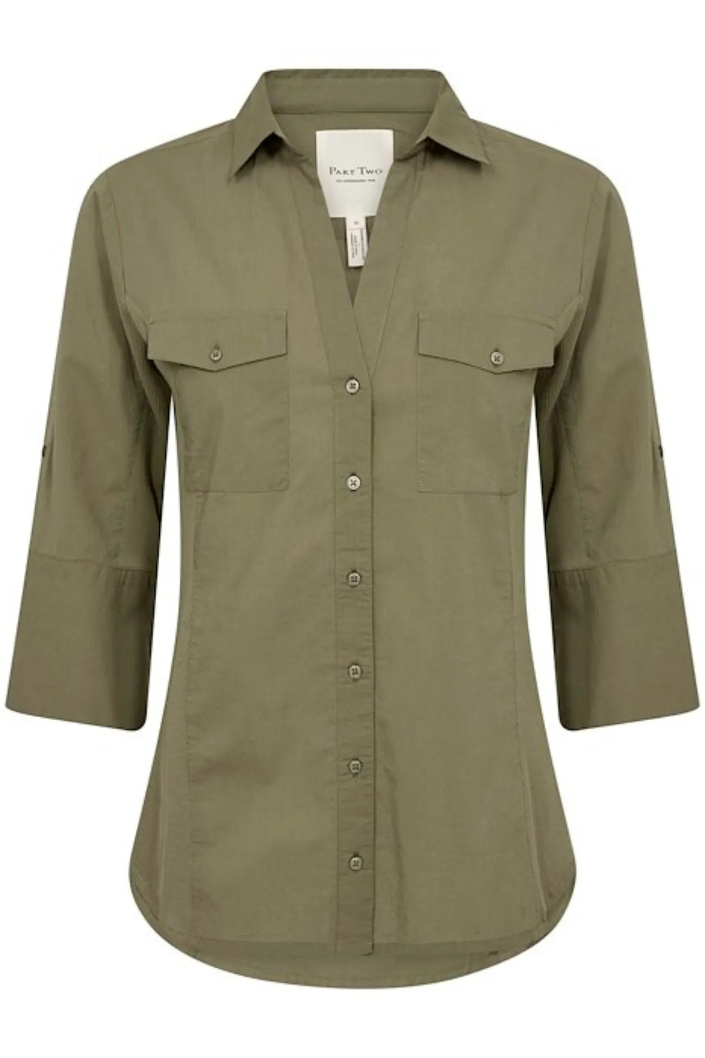 Part Two 30305975 CortniaPW Cotton Shirt Karamata Green