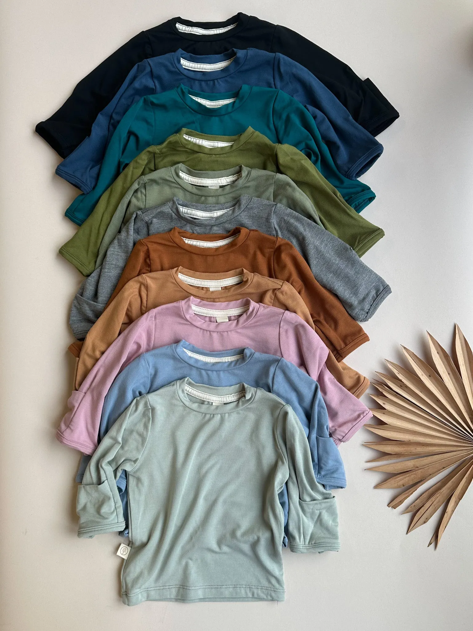 *Preorder* Long Sleeve Crew Neck Tee with Mittens | Baby & Toddler | Luxury Bamboo | Dusty Pink