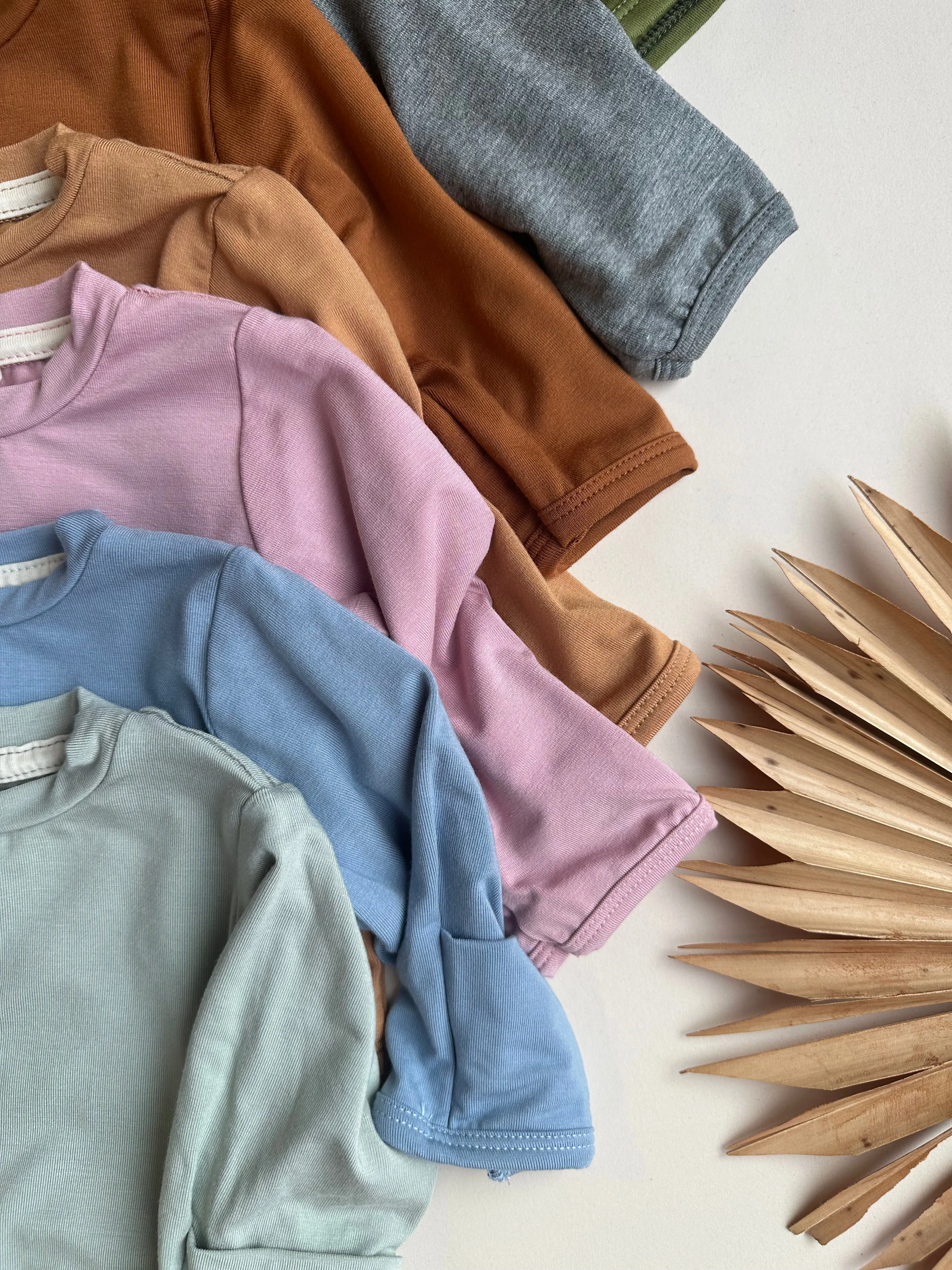 *Preorder* Long Sleeve Crew Neck Tee with Mittens | Baby & Toddler | Luxury Bamboo | Dusty Pink