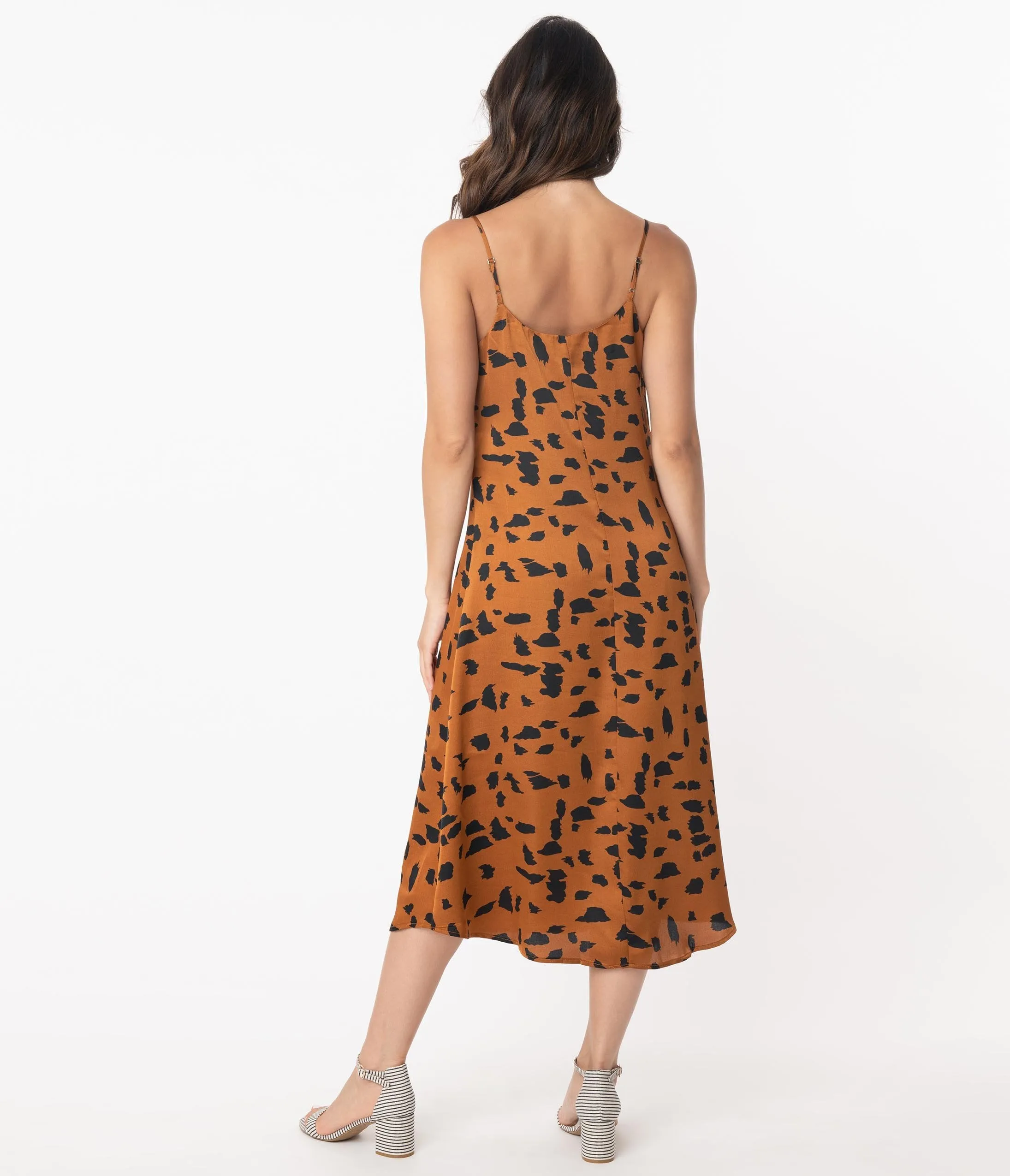 Retro Style Animal Print Midi Dress
