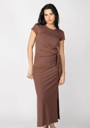 Short Sleeve Knotted Midi Dress | Cocoa