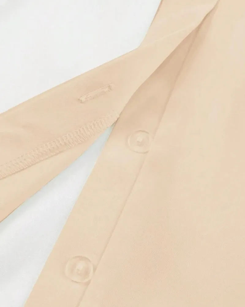 Solid color elegant pleated shirt