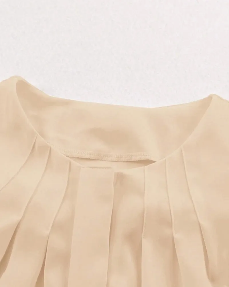 Solid color elegant pleated shirt