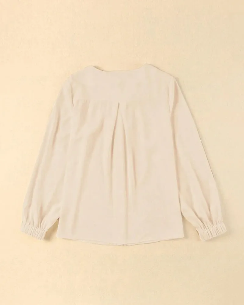 Solid color elegant pleated shirt