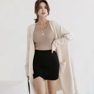 Thick and Warm Knitted Sweater Cardigan with Pockets