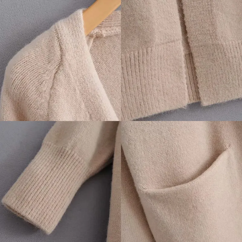 Thick and Warm Knitted Sweater Cardigan with Pockets