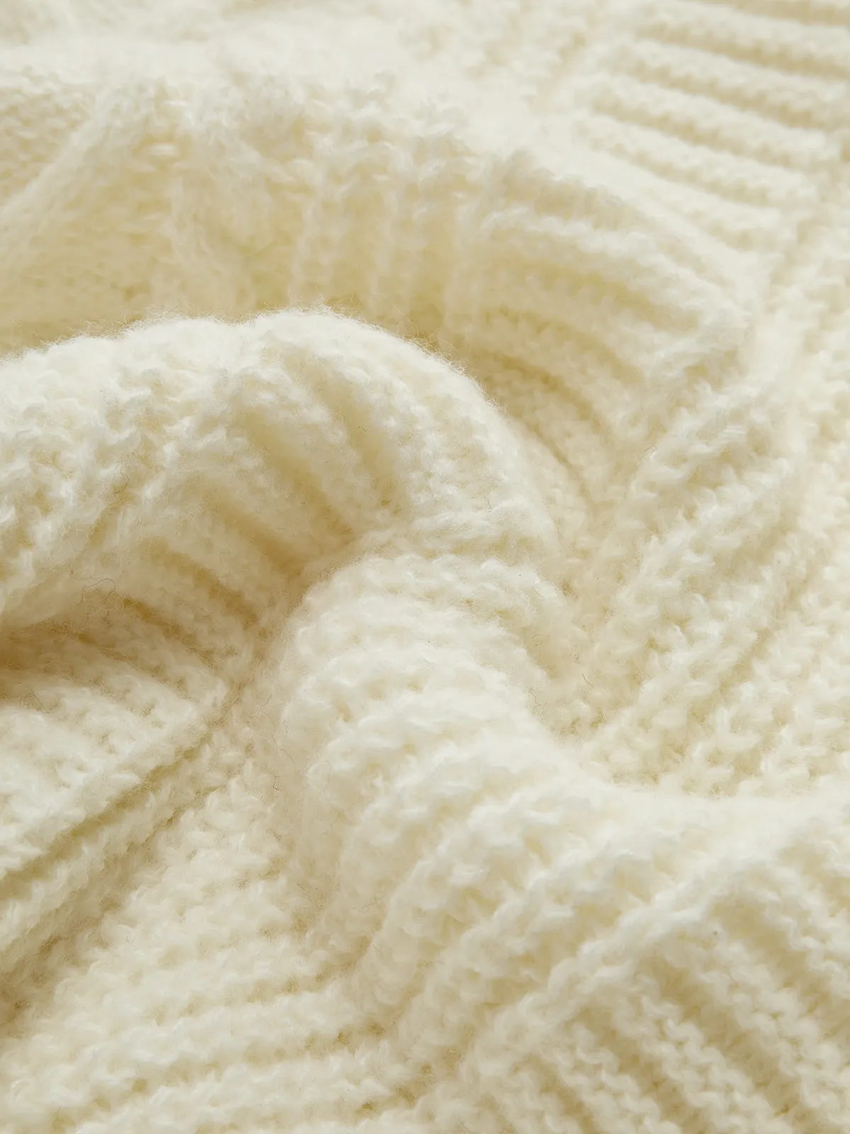 V-Neck Button Mechanism Cable Cardigan