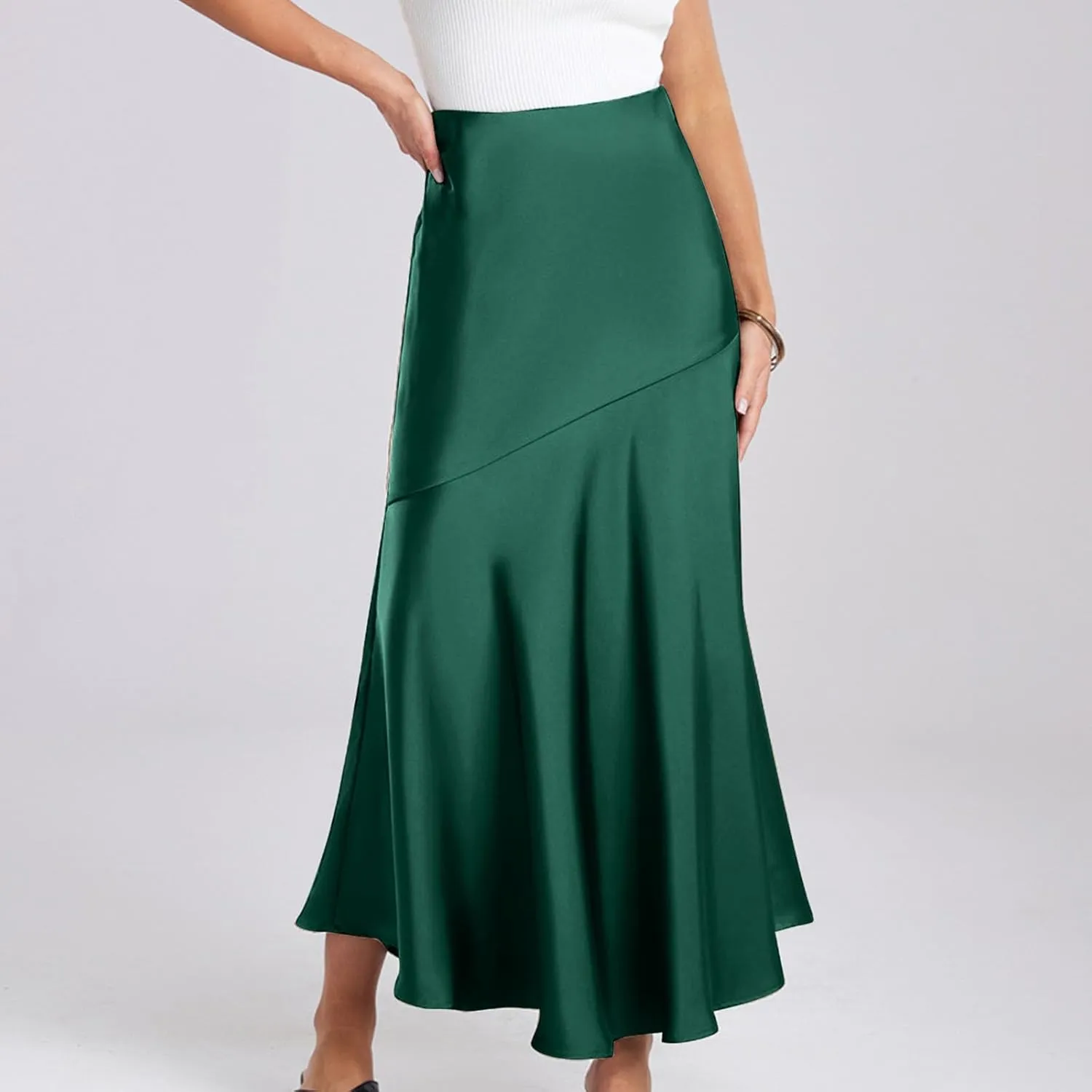 Women's Elegant Long Skirt Wrap Hip Elastic Waist Flared A-Line Maxi Skirts 2025 Trendy Summer Formal Wedding Skirts