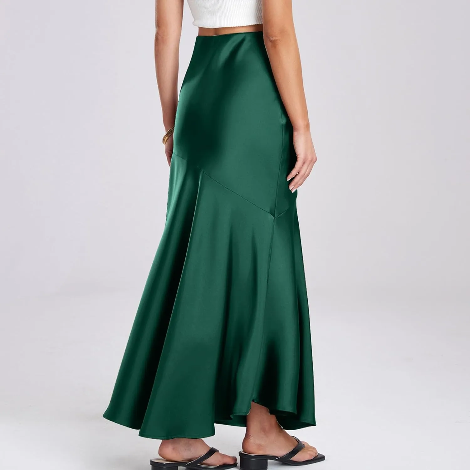 Women's Elegant Long Skirt Wrap Hip Elastic Waist Flared A-Line Maxi Skirts 2025 Trendy Summer Formal Wedding Skirts