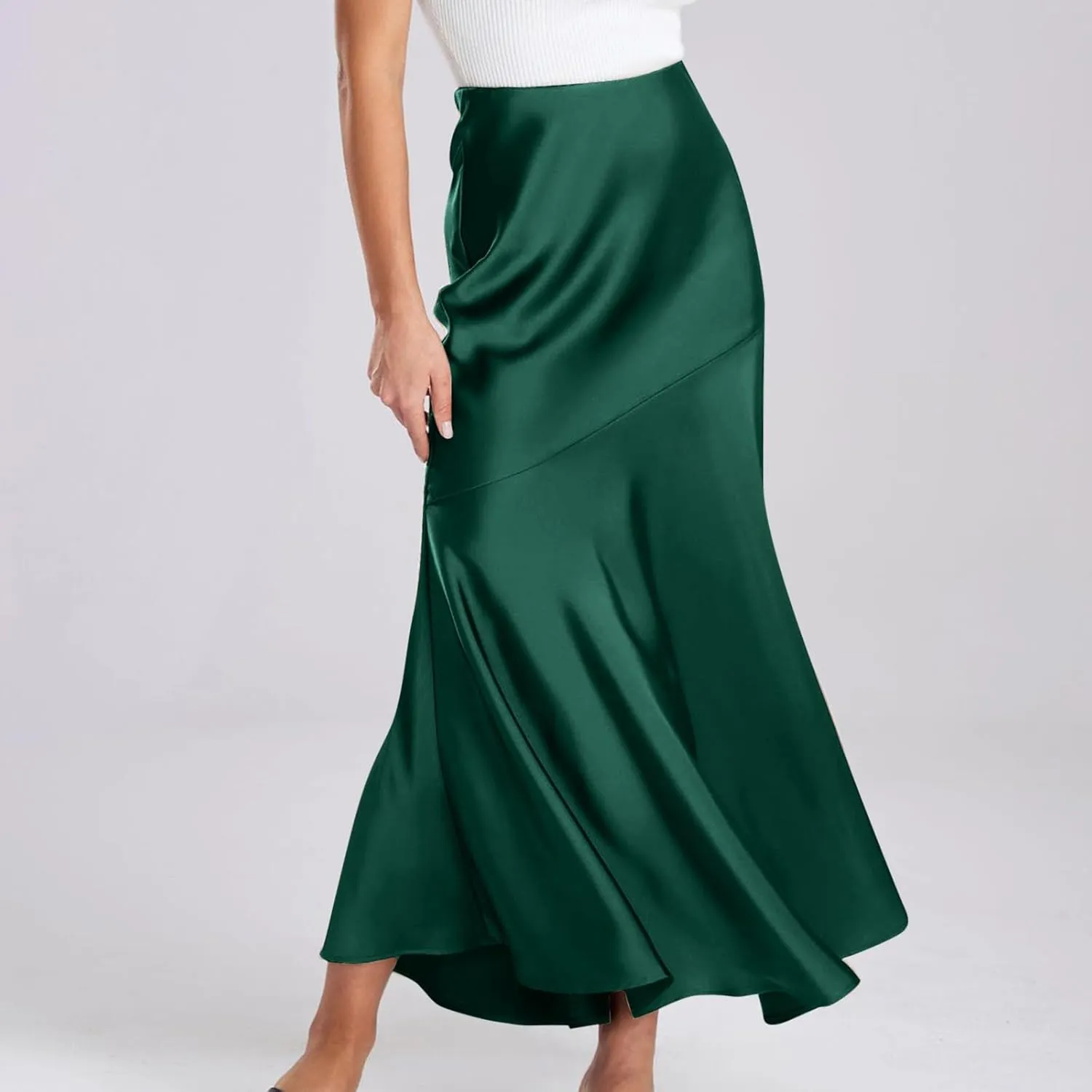 Women's Elegant Long Skirt Wrap Hip Elastic Waist Flared A-Line Maxi Skirts 2025 Trendy Summer Formal Wedding Skirts