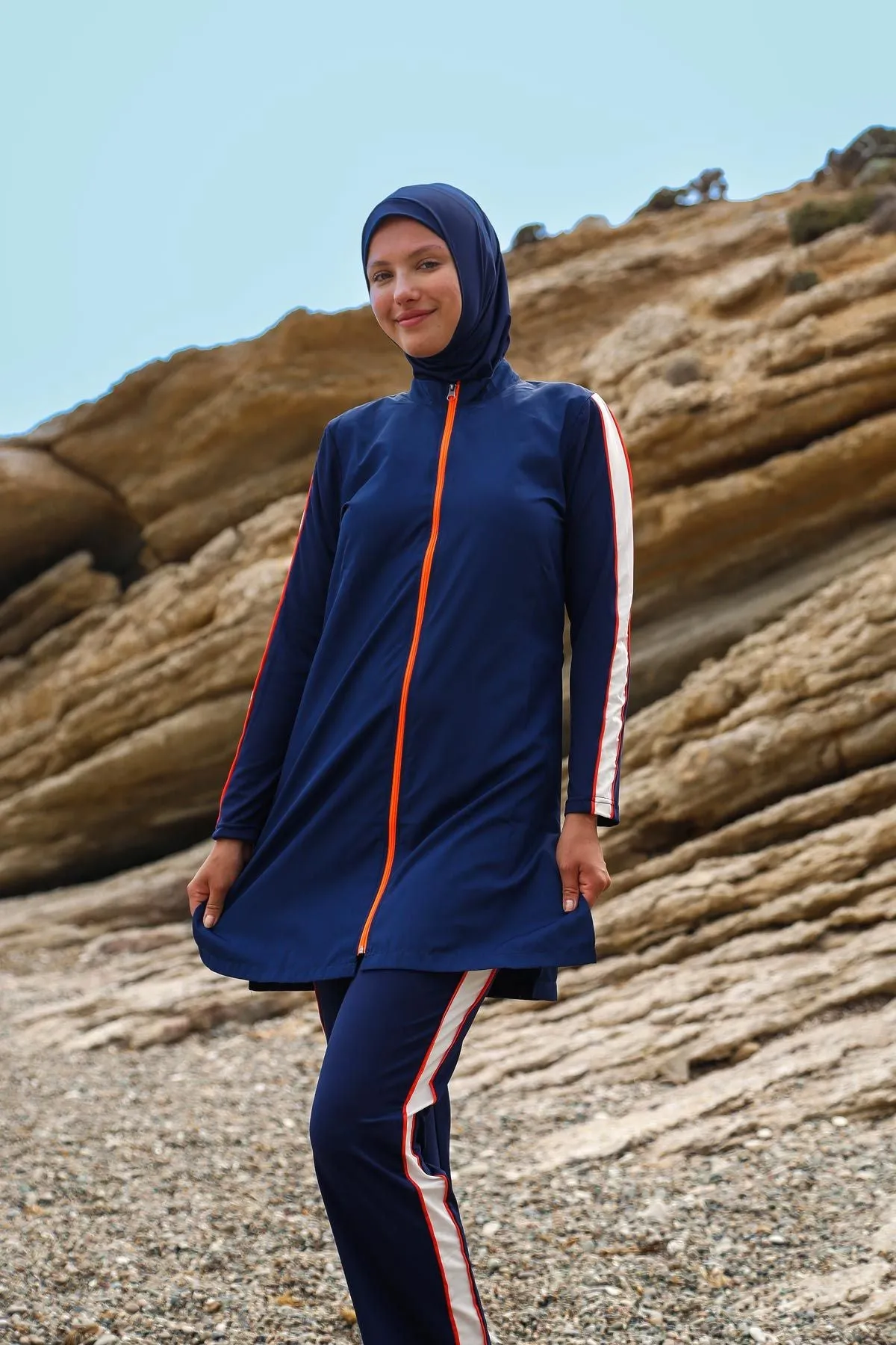 Woven Navy Burkini Modest Swimwear M2270